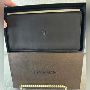NWOT Loewe Black Leather Long Wallet in soft grained calfskin